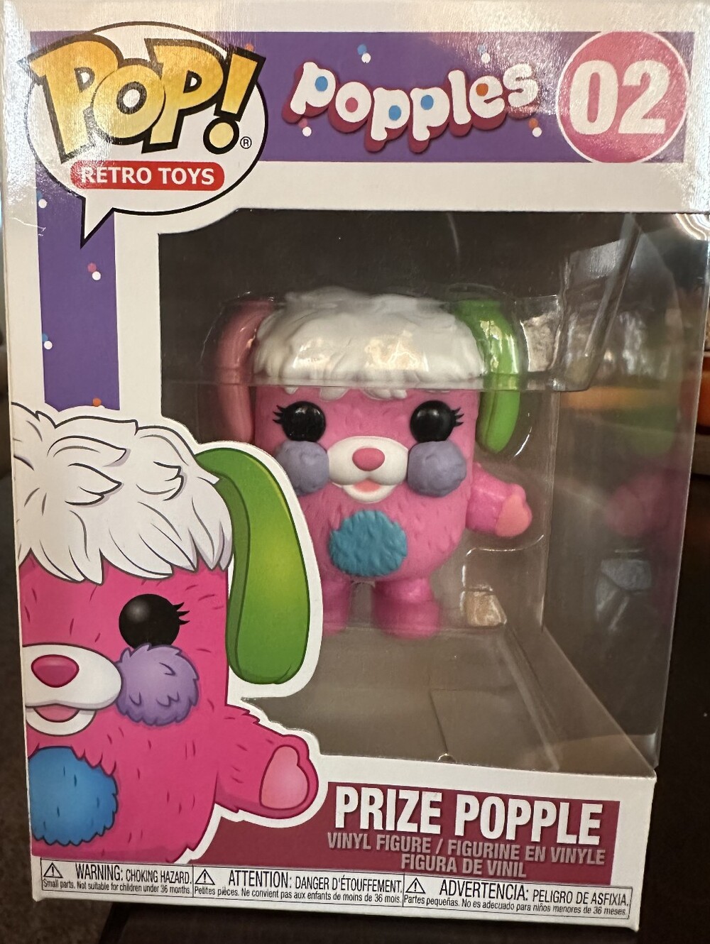 pop Prize Popple Vinyl Figure - Pink with White Hair & Green Ears